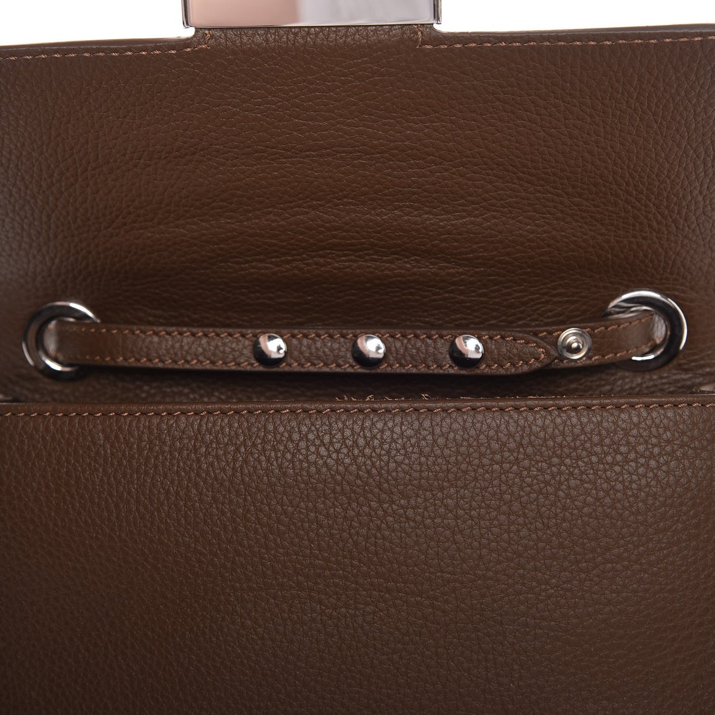 Pebbled Calfskin Rebel Crossbody Bag Brown
