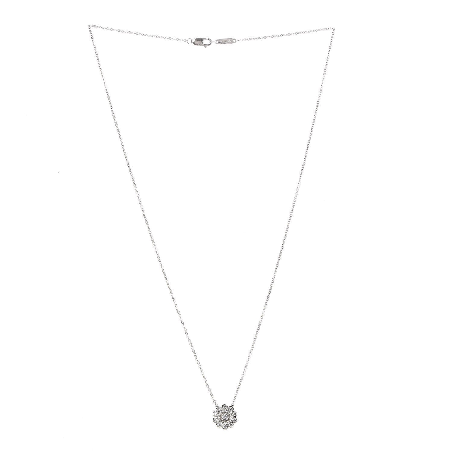 Tiffany Platinum Diamond Flower Necklace 3 of 6