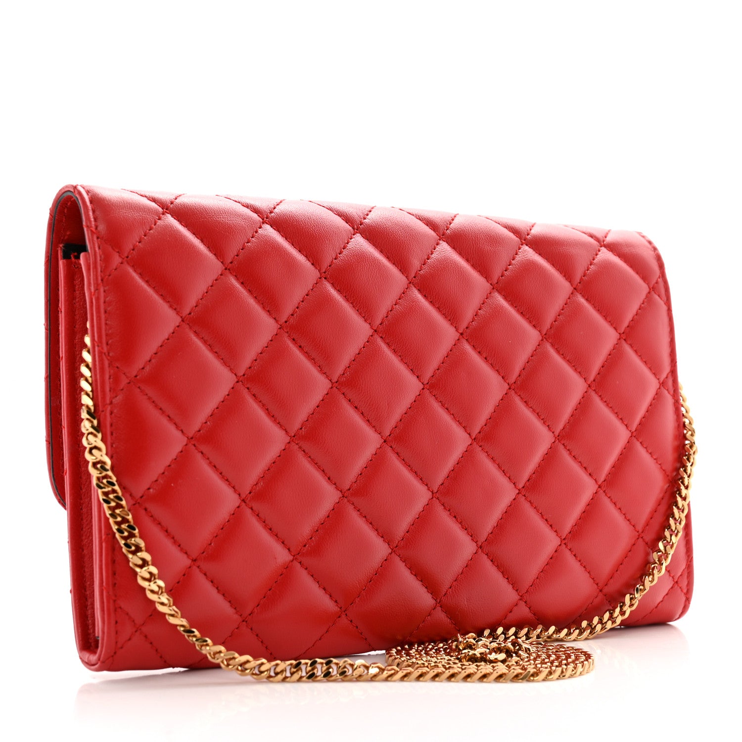 Versace Lambskin Quilted Medusa Wallet On Chain Crossbody Red 2 of 11