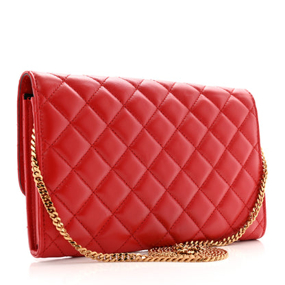 Versace Lambskin Quilted Medusa Wallet On Chain Crossbody Red 2 of 11