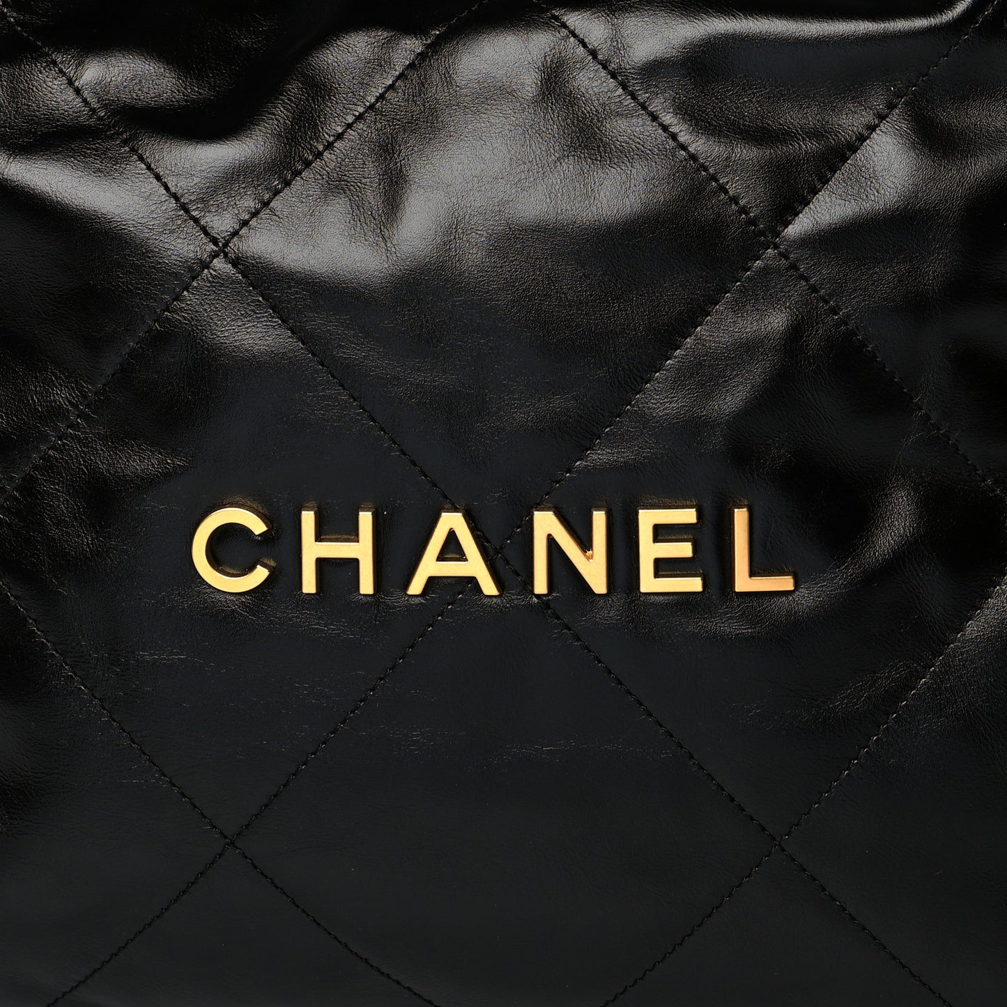 Shiny Calfskin Quilted Chanel 22 Black
