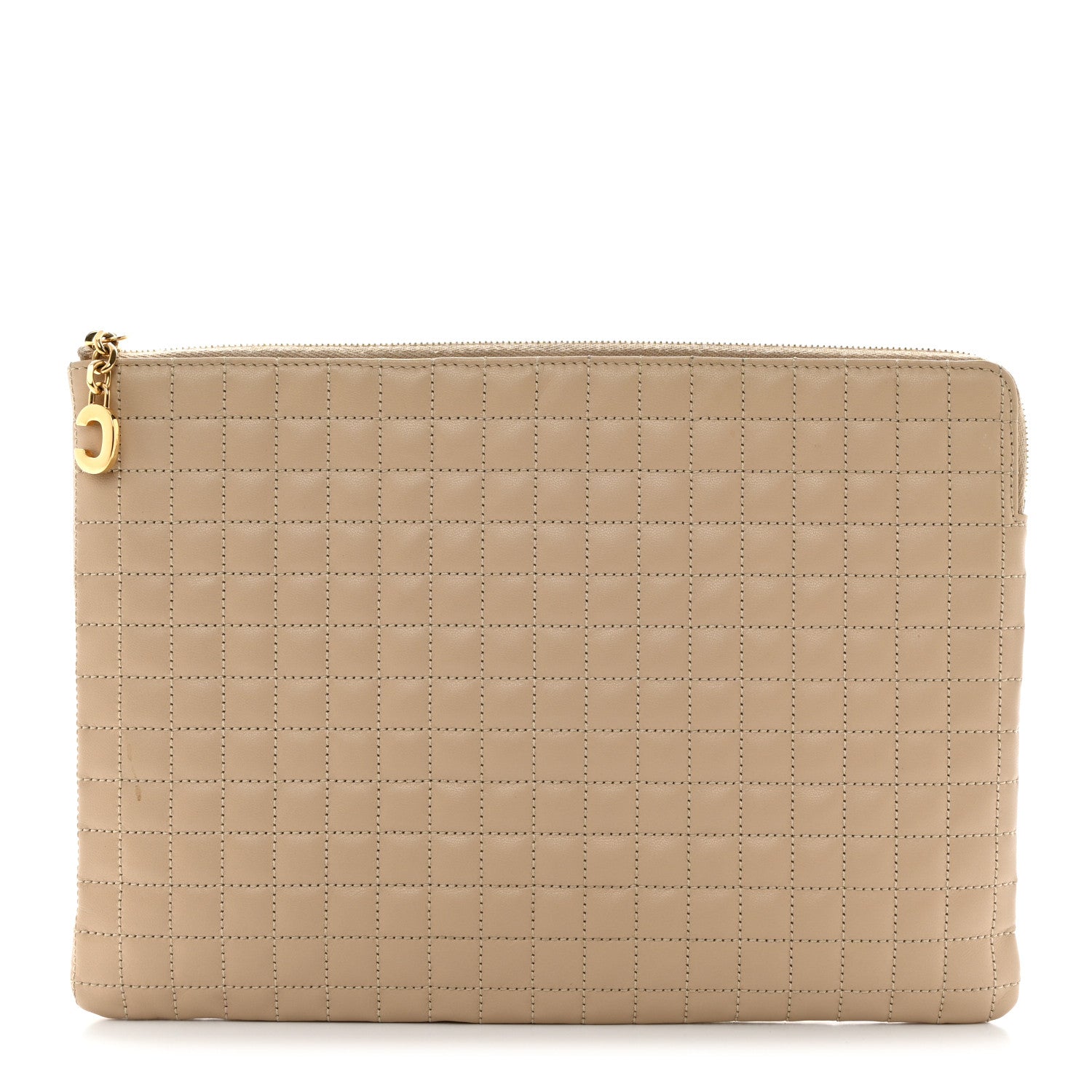 Celine Calfskin Quilted C Charm Pouch Nude 1 of 8