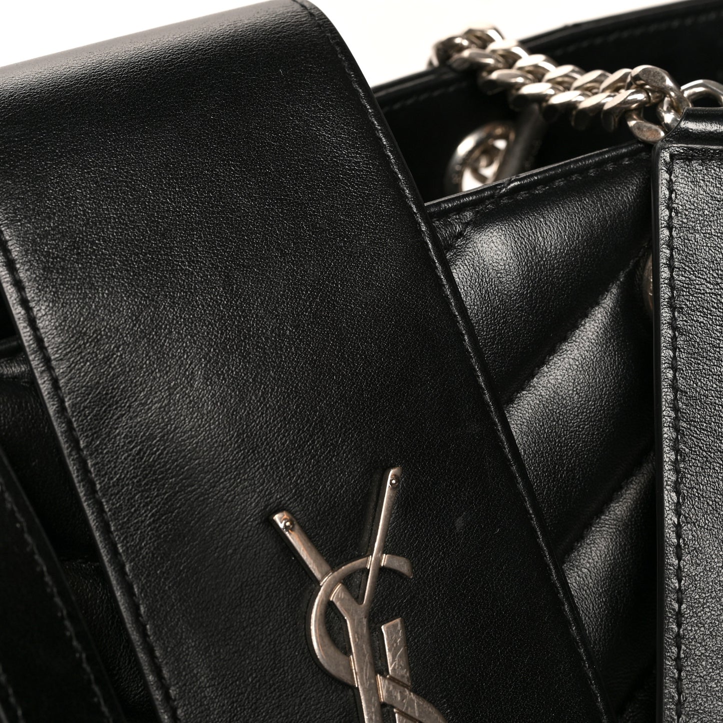 Calfskin Y Quilted Monogram Large Loulou Shopper Black