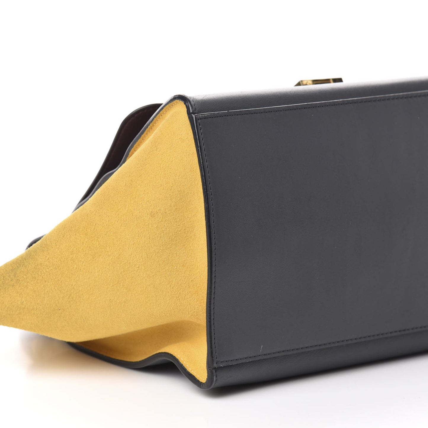 Smooth Calfskin Suede Medium Tri-Color Trapeze Yellow