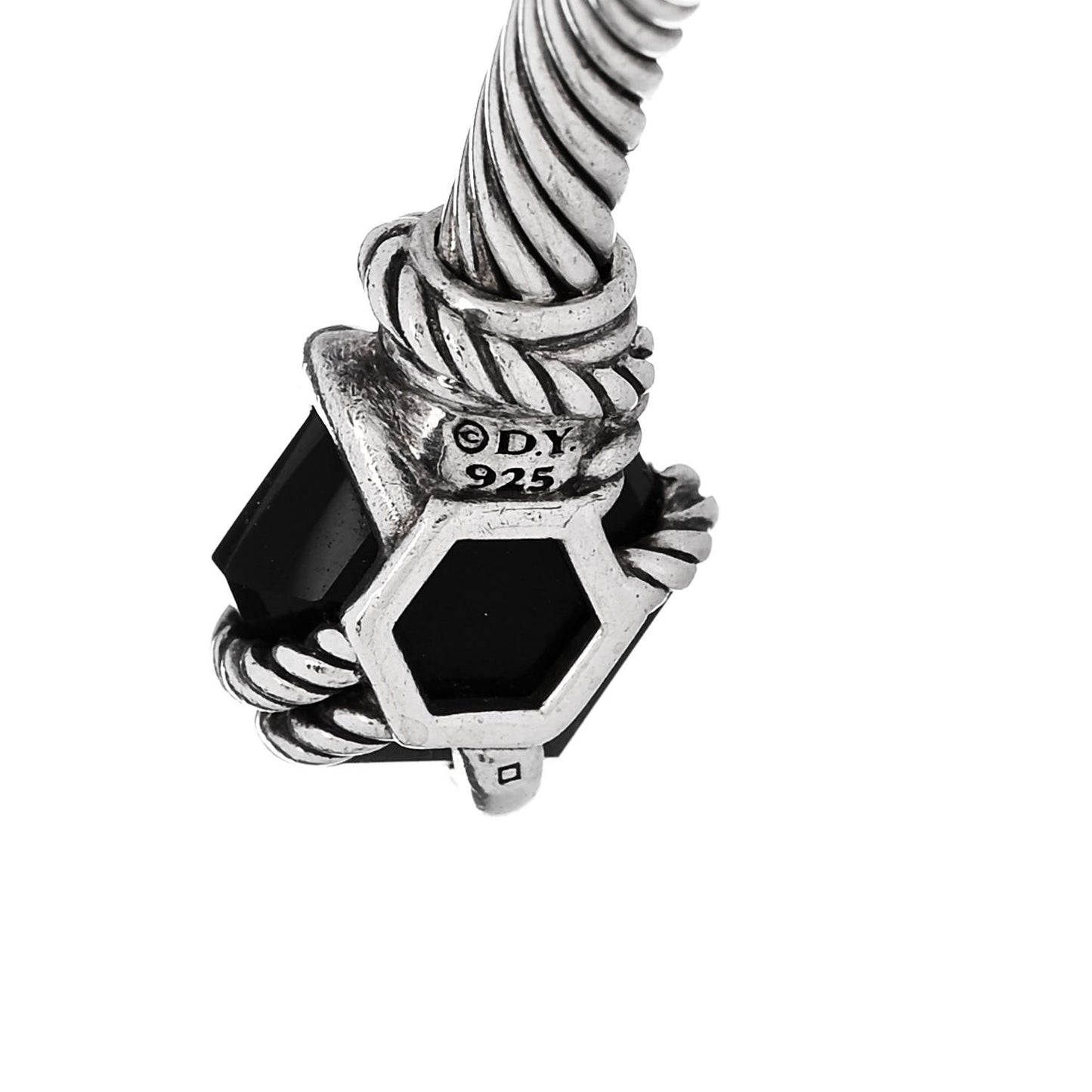 Sterling Silver Diamond Black Onyx 4mm Cable Wrap Bracelet