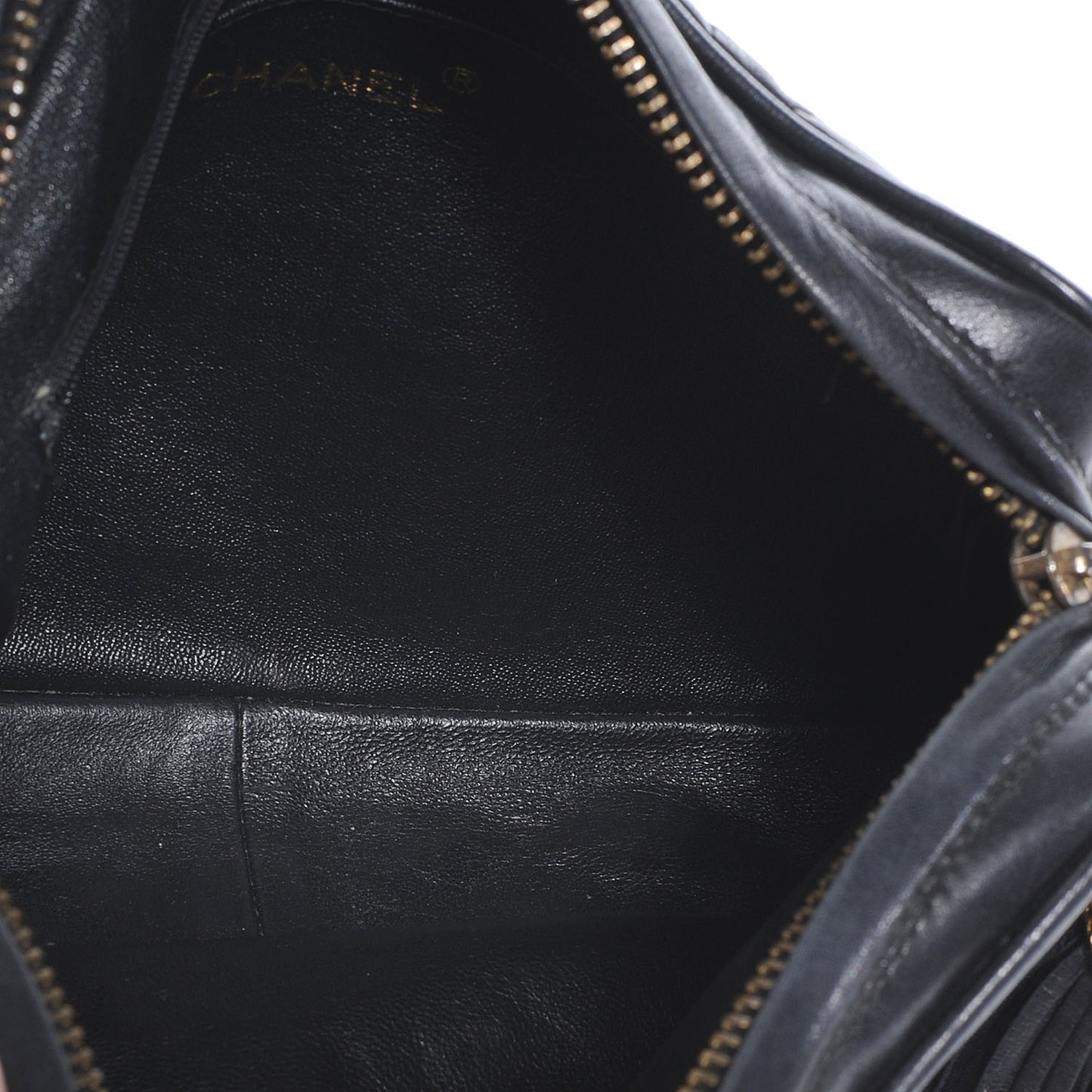 Lambskin Quilted CC Tassel Camera Case Black