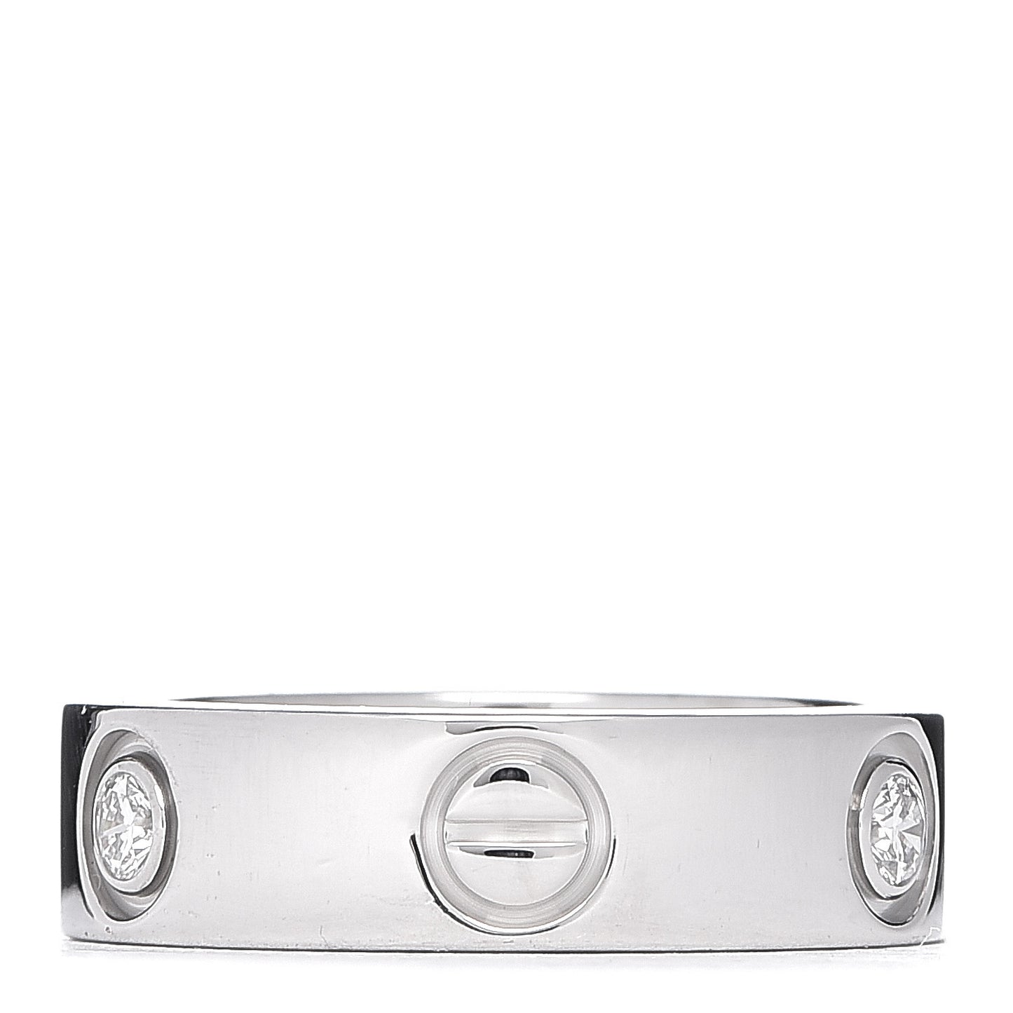 18K White Gold 3 Diamond 5.5mm LOVE Ring 51 5.75