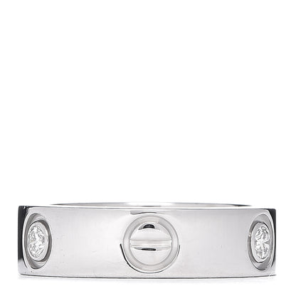 Cartier 18K White Gold 3 Diamond 5.5mm LOVE Ring 51 5.75 3 of 4