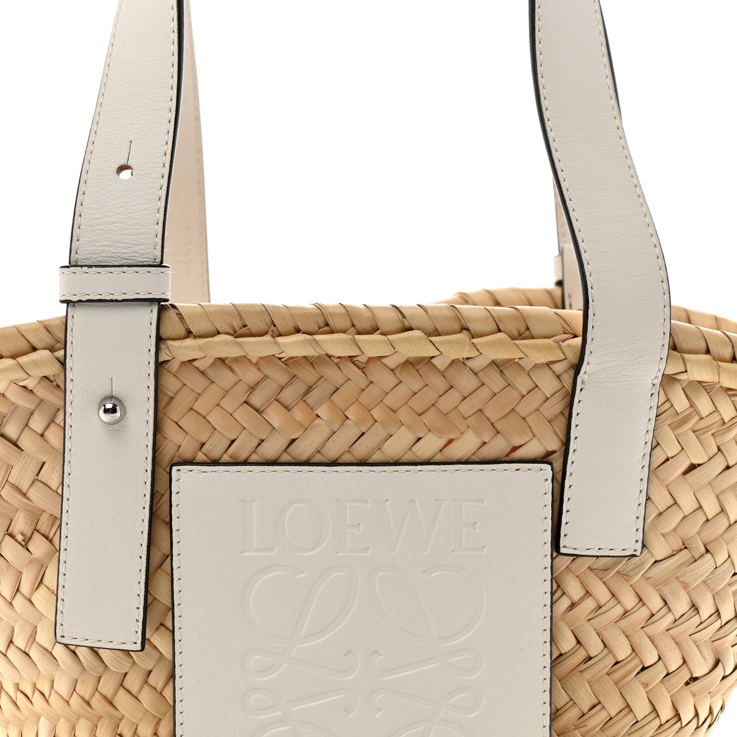 Raffia Mini Basket Tote Bag Natural White