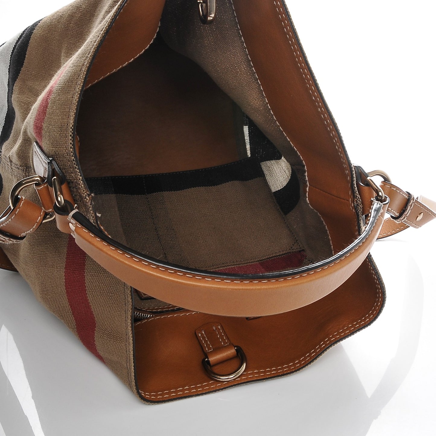 Canvas Mega Check Medium Susanna Hobo Saddle Brown