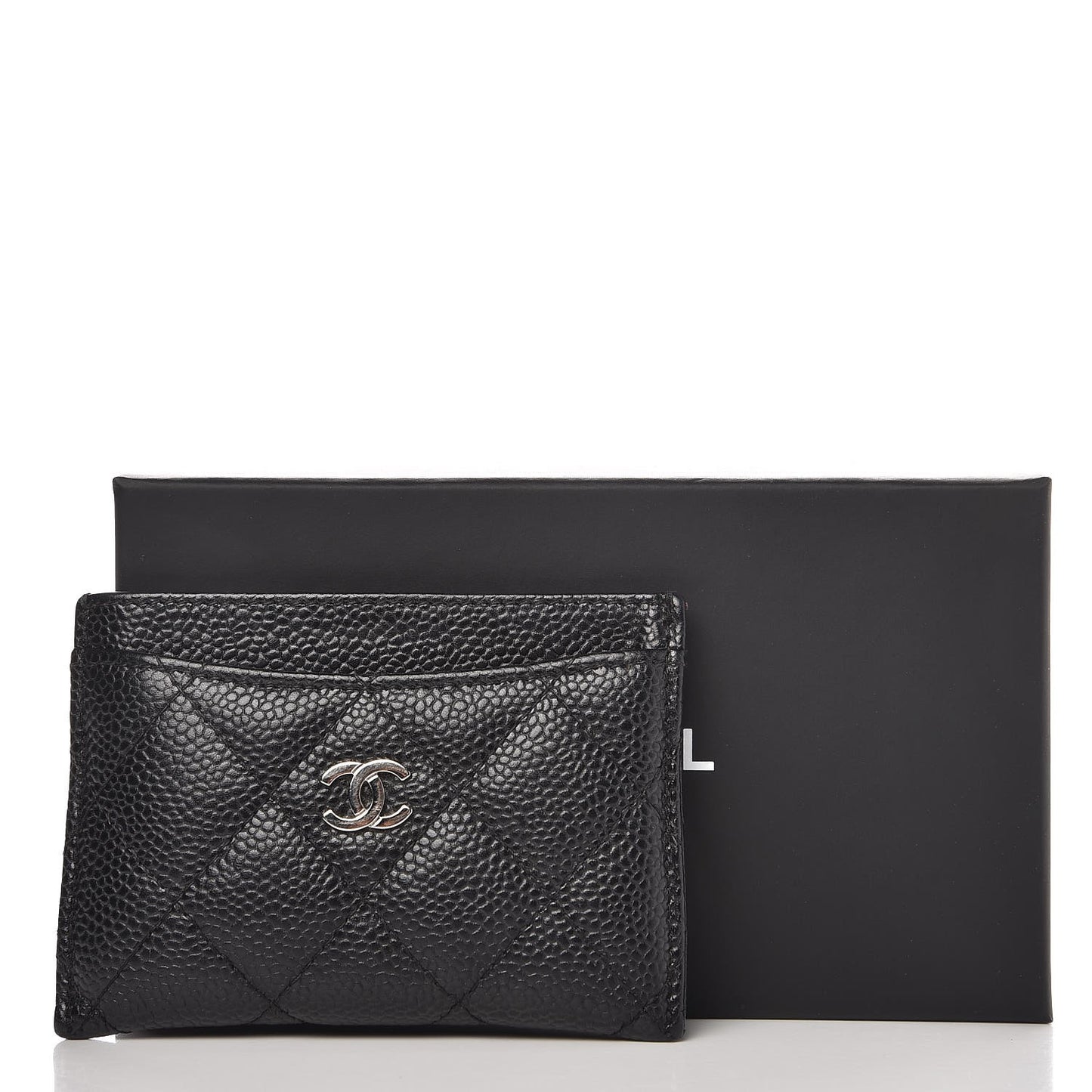 Caviar Quilted Card Holder Black