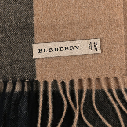 Burberry Cashmere Giant Check Fringe Scarf Camel 3 of 3