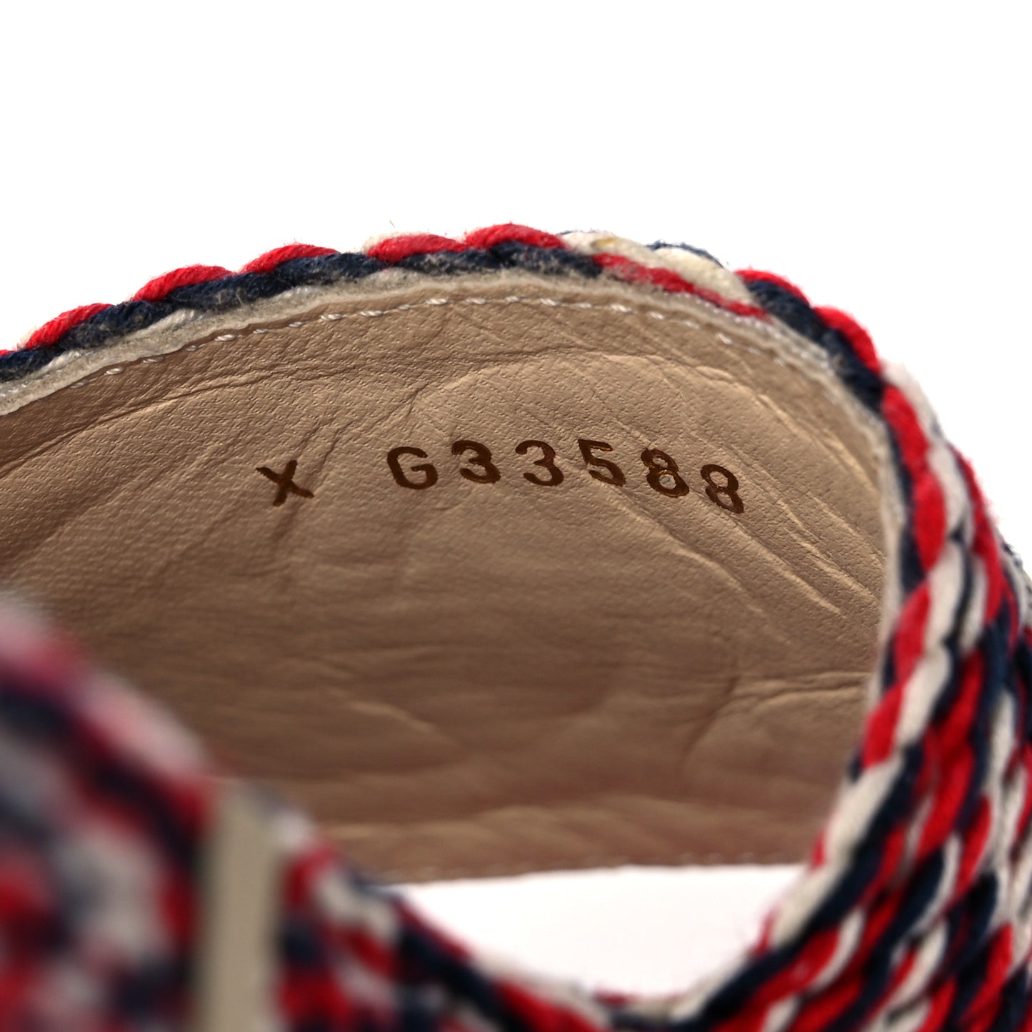 Cord CC Espadrille Slip On Sandals 36 Red Blue White