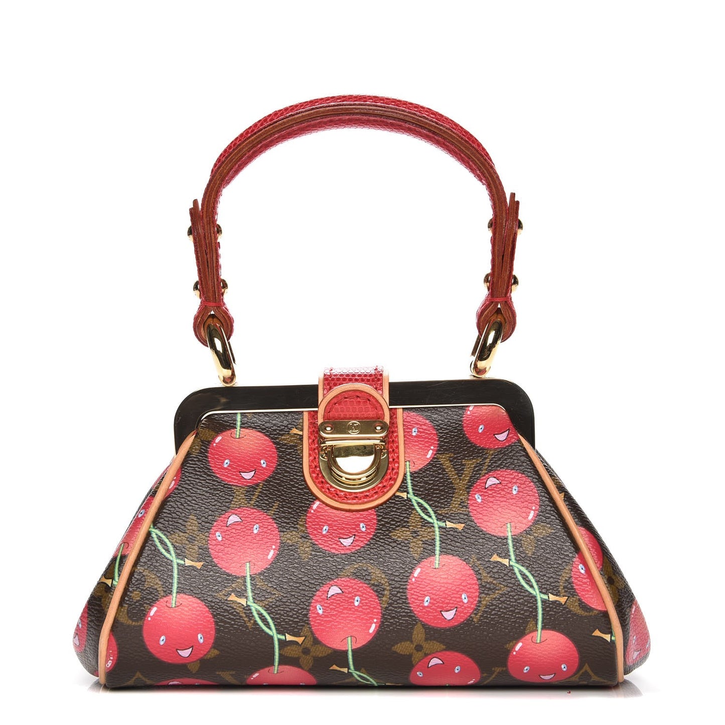 Lizard Monogram Cerises Sac Fermoir PM