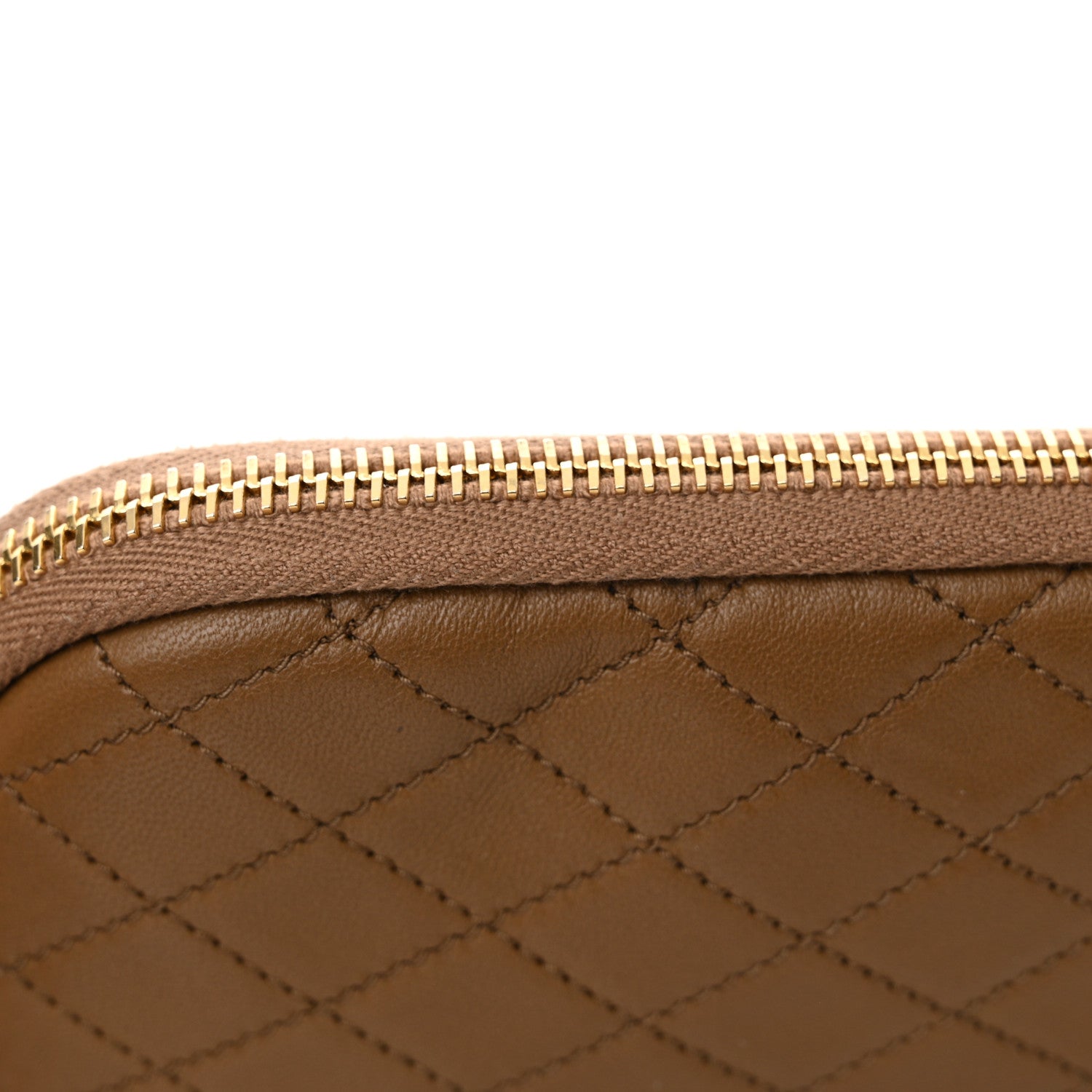 Saint Laurent Lambskin Quilted Gaby Zipped Pouch Dark Cork 11 of 14