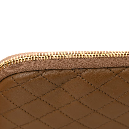 Saint Laurent Lambskin Quilted Gaby Zipped Pouch Dark Cork 11 of 14