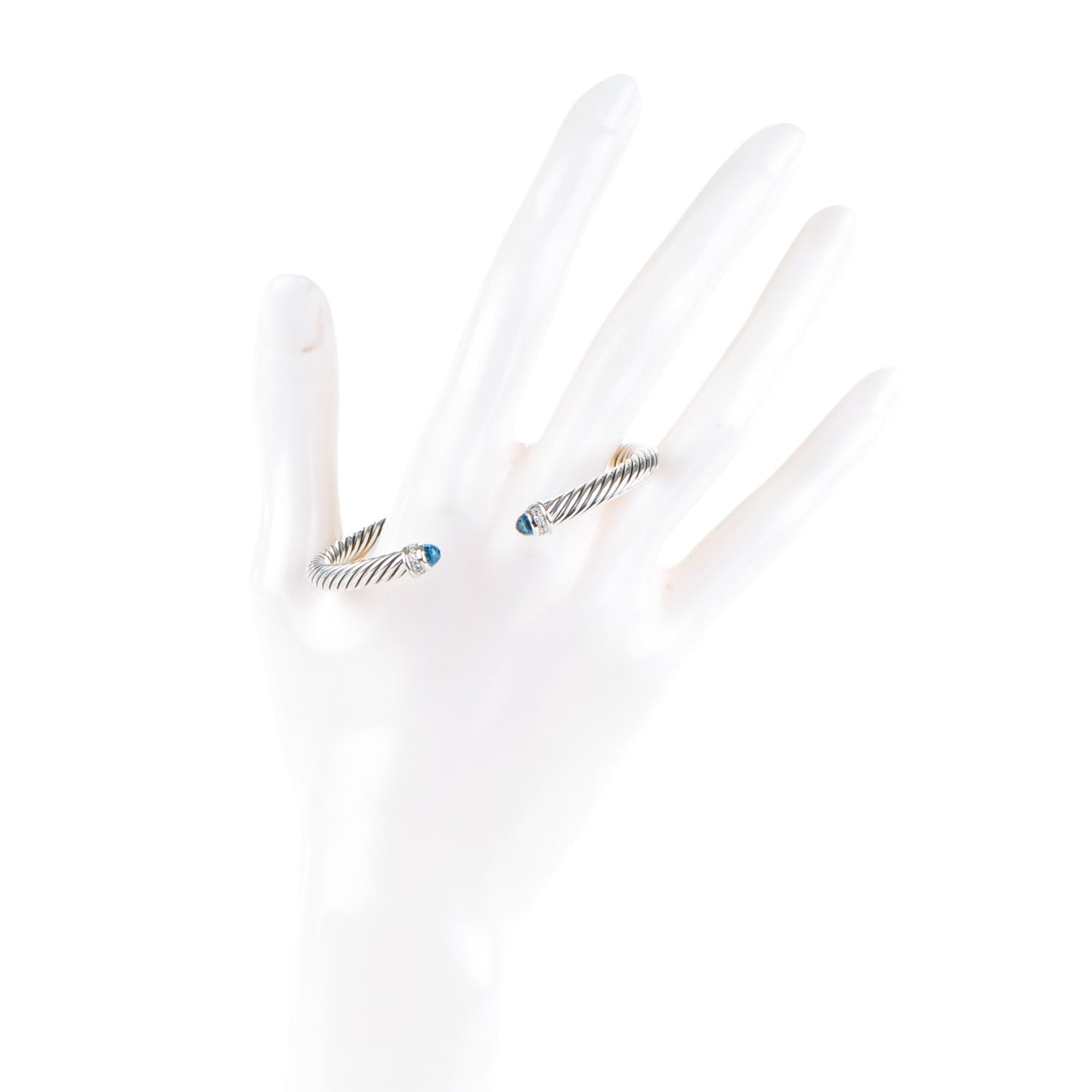 Sterling Silver Diamond Blue Topaz 5mm Cable Classics Bracelet