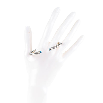 David Yurman Sterling Silver Diamond Blue Topaz 5mm Cable Classics Bracelet 2 of 5