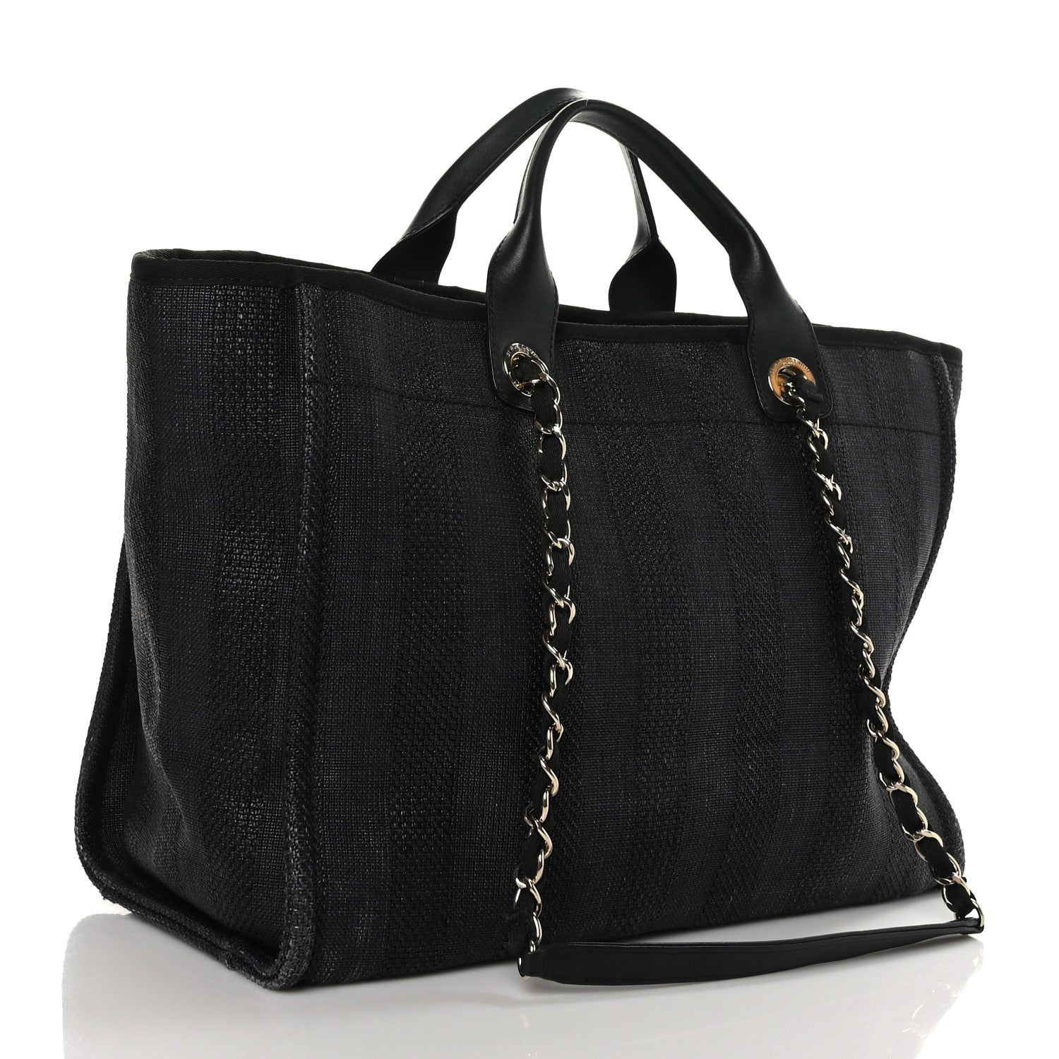 Chanel Mixed Fibers Calfskin Striped Medium Deauville Tote Black 3 of 11