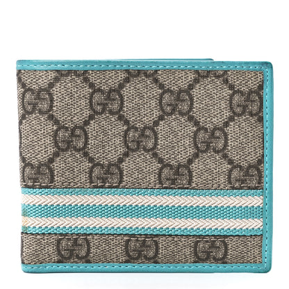 Gucci GG Plus Monogram Web Bi-Fold Wallet Blue Beige 1 of 13