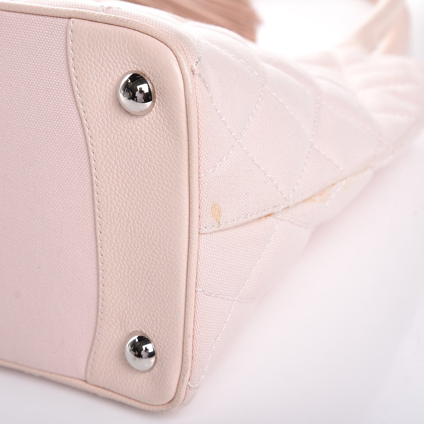 Canvas Caviar Tassel Tote Light Pink