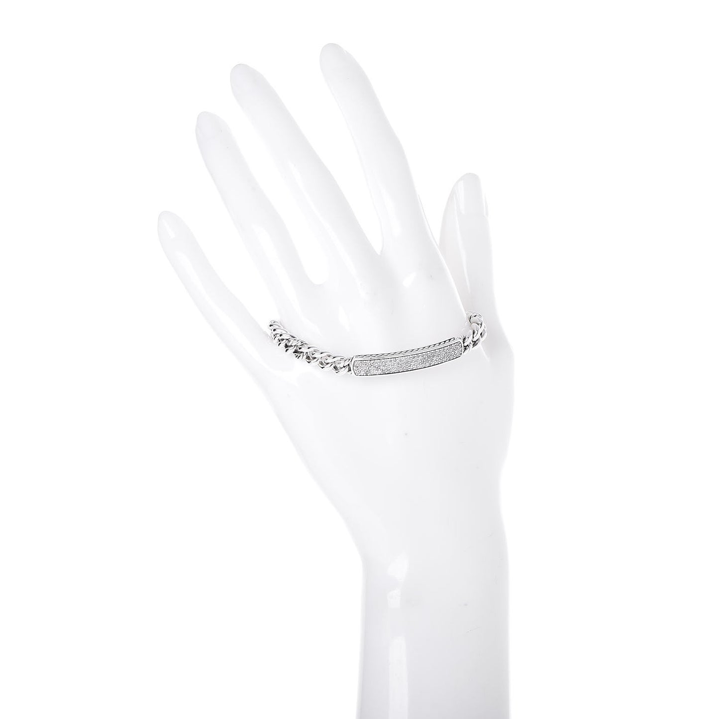 Sterling Silver Pave Diamond 6mm Petite ID Bracelet