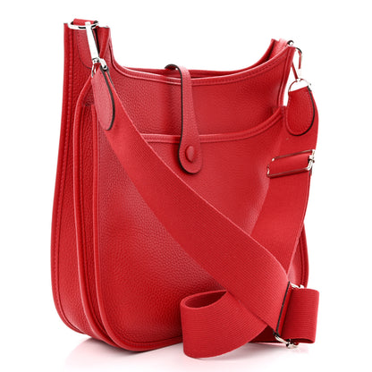 Hermes Taurillon Clemence Evelyne III PM Rouge Casaque 3 of 11