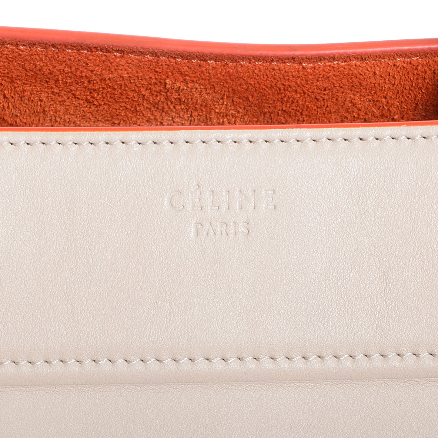 Smooth Calfskin Medium Phantom Luggage Chalk Orange Trim