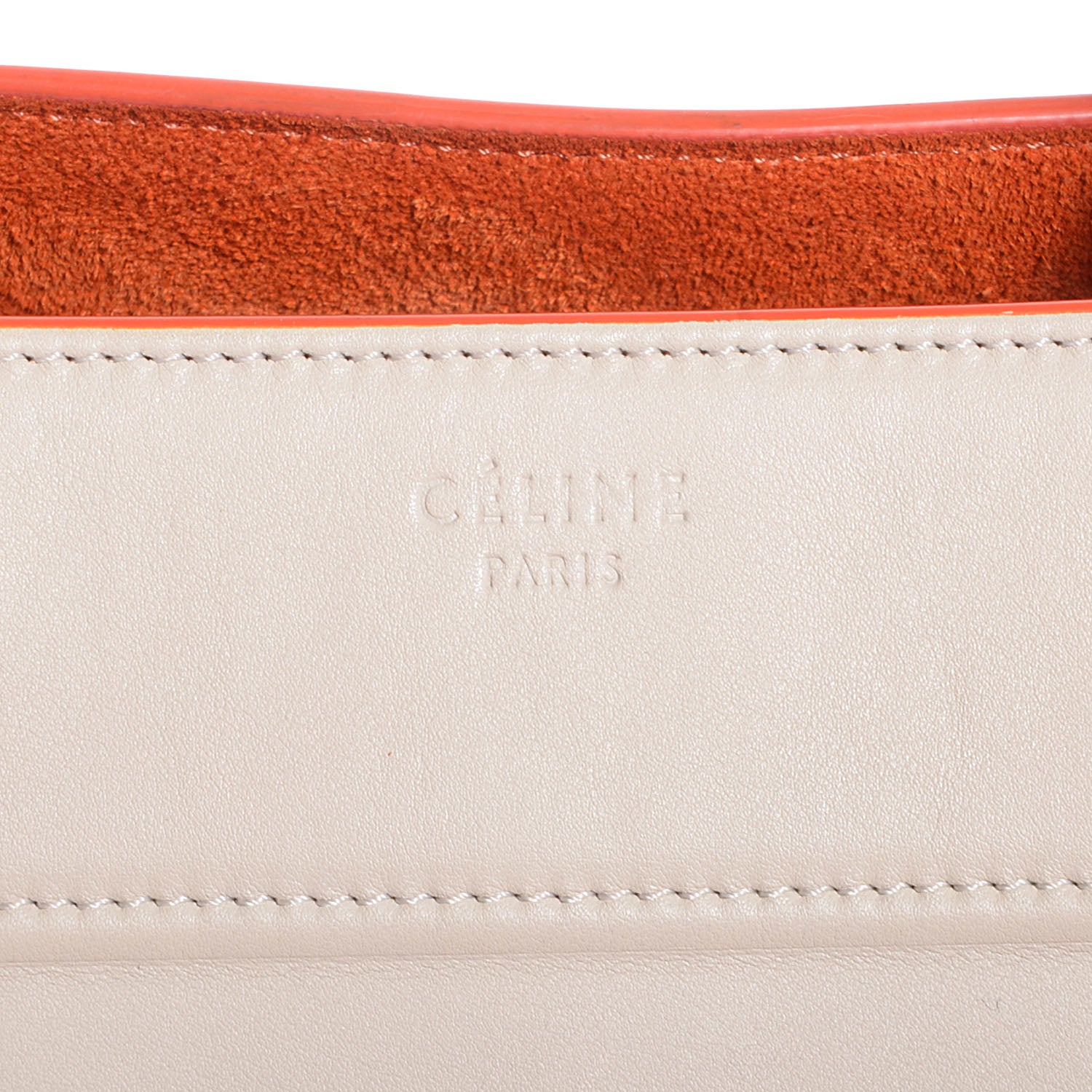 Celine Smooth Calfskin Medium Phantom Luggage Chalk Orange Trim 9 of 9