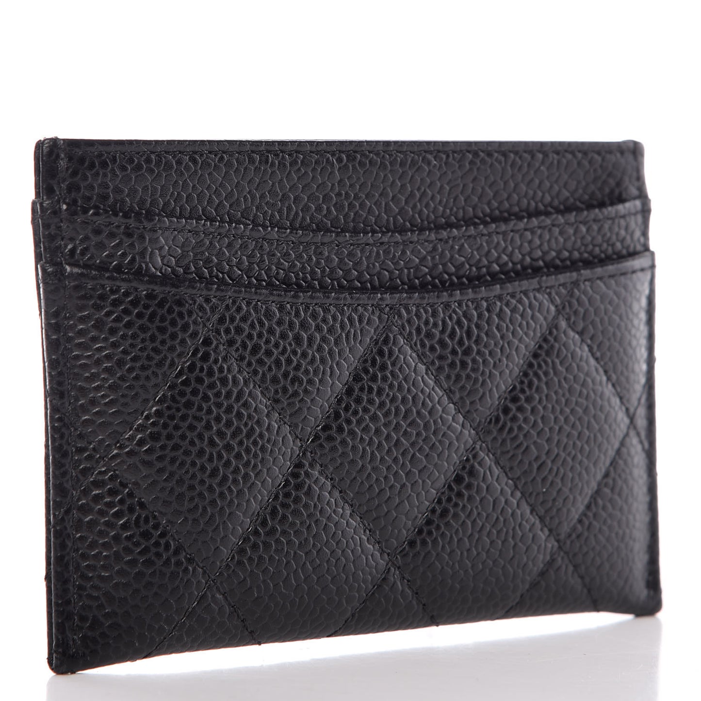 Caviar Quilted Card Holder Black