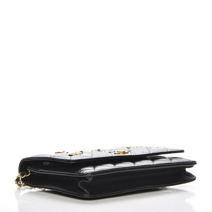 Chanel Aged Calfskin Quilted Lucky Charms 2.55 Reissue Wallet On Chain WOC Black 4 of 9