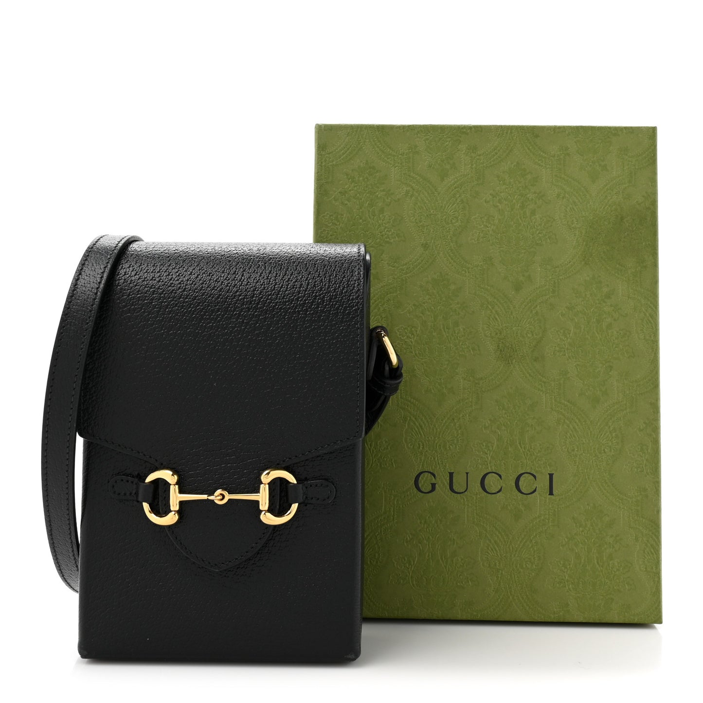 Dollar Calfskin Vertical Horsebit 1955 Crossbody Bag Black