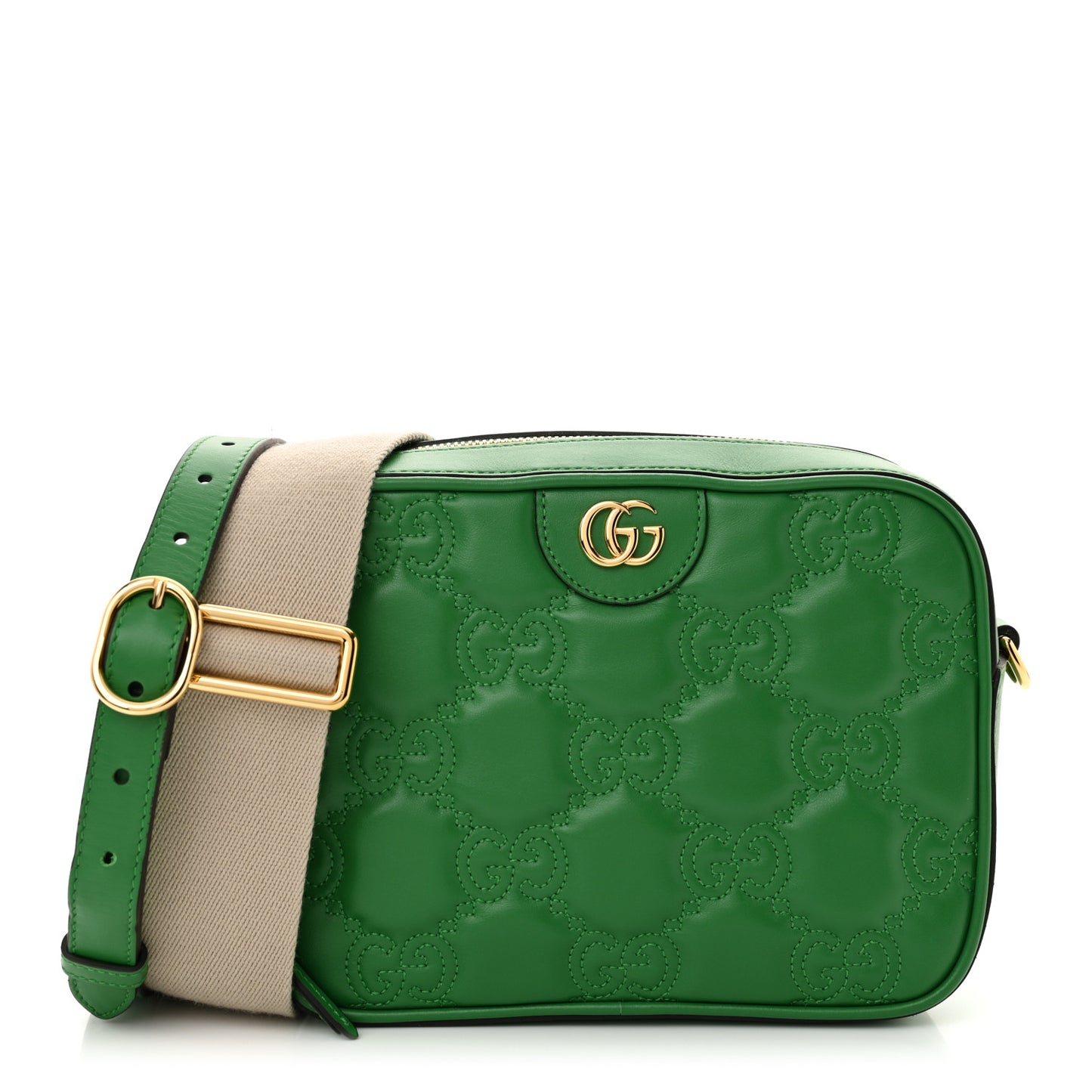 Calfskin GG Matelasse Shoulder Bag Spring Green Natural