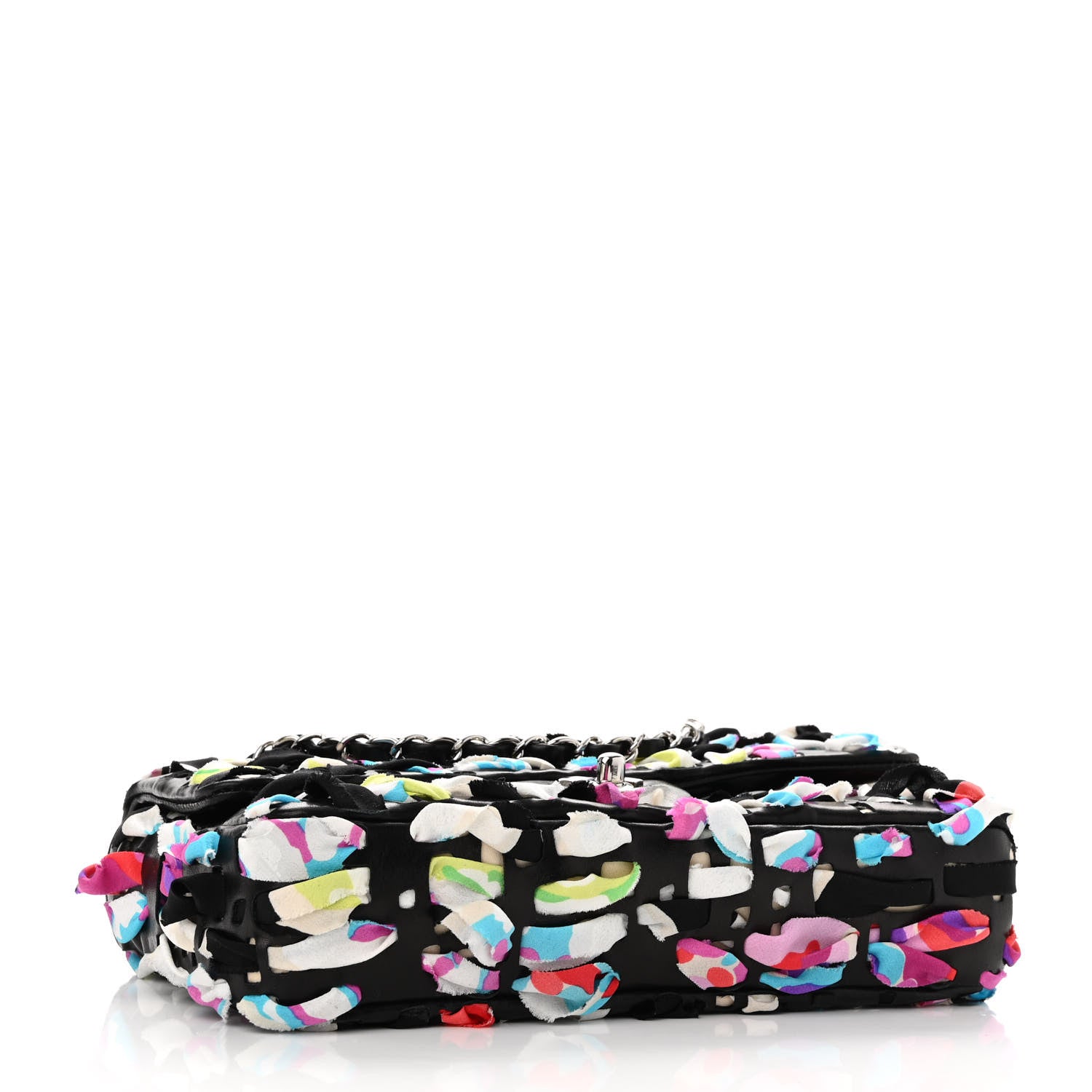 Chanel Silk Lambskin Ribbon Classic Flap Bag Turquoise Multicolor 4 of 11