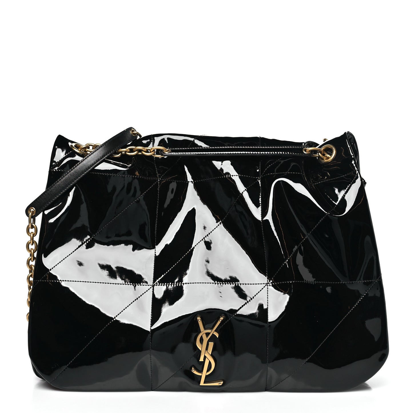 Patent Matelasse Monogram Large Jamie 4.3 Black