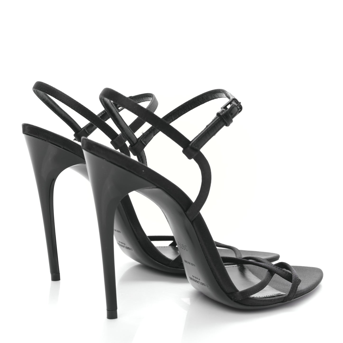 Crepe Satin Clara 110 Ankle Strap Sandals 36.5 Black
