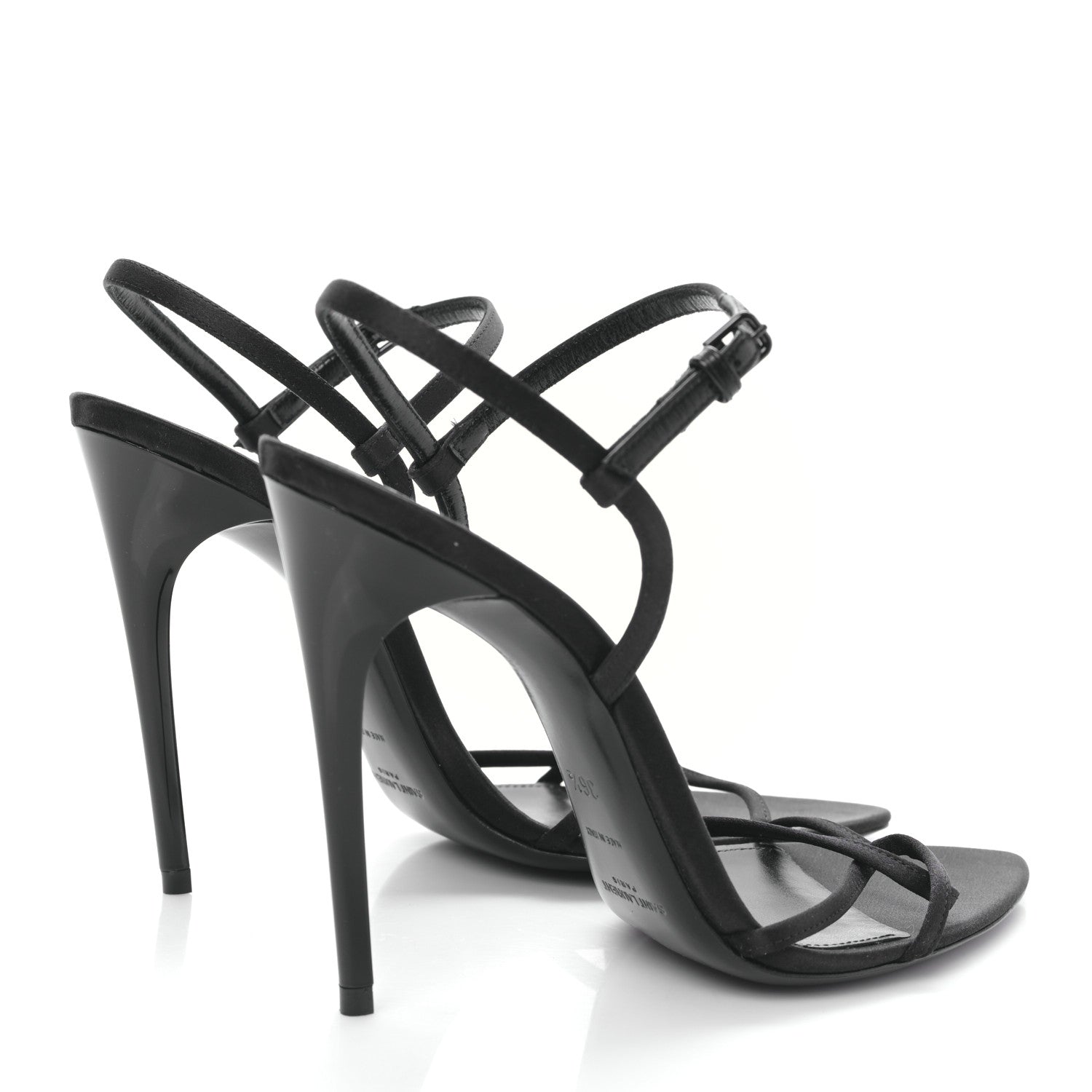 Saint Laurent Crepe Satin Clara 110 Ankle Strap Sandals 36.5 Black 4 of 7