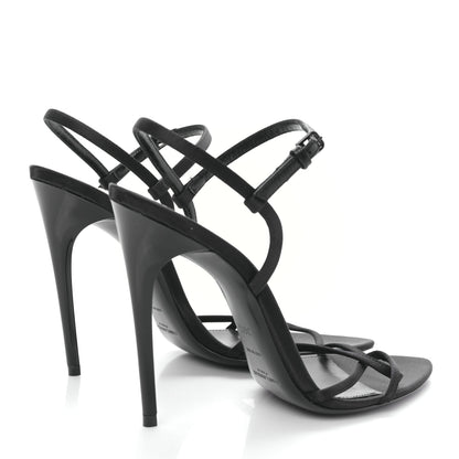 Saint Laurent Crepe Satin Clara 110 Ankle Strap Sandals 36.5 Black 4 of 7