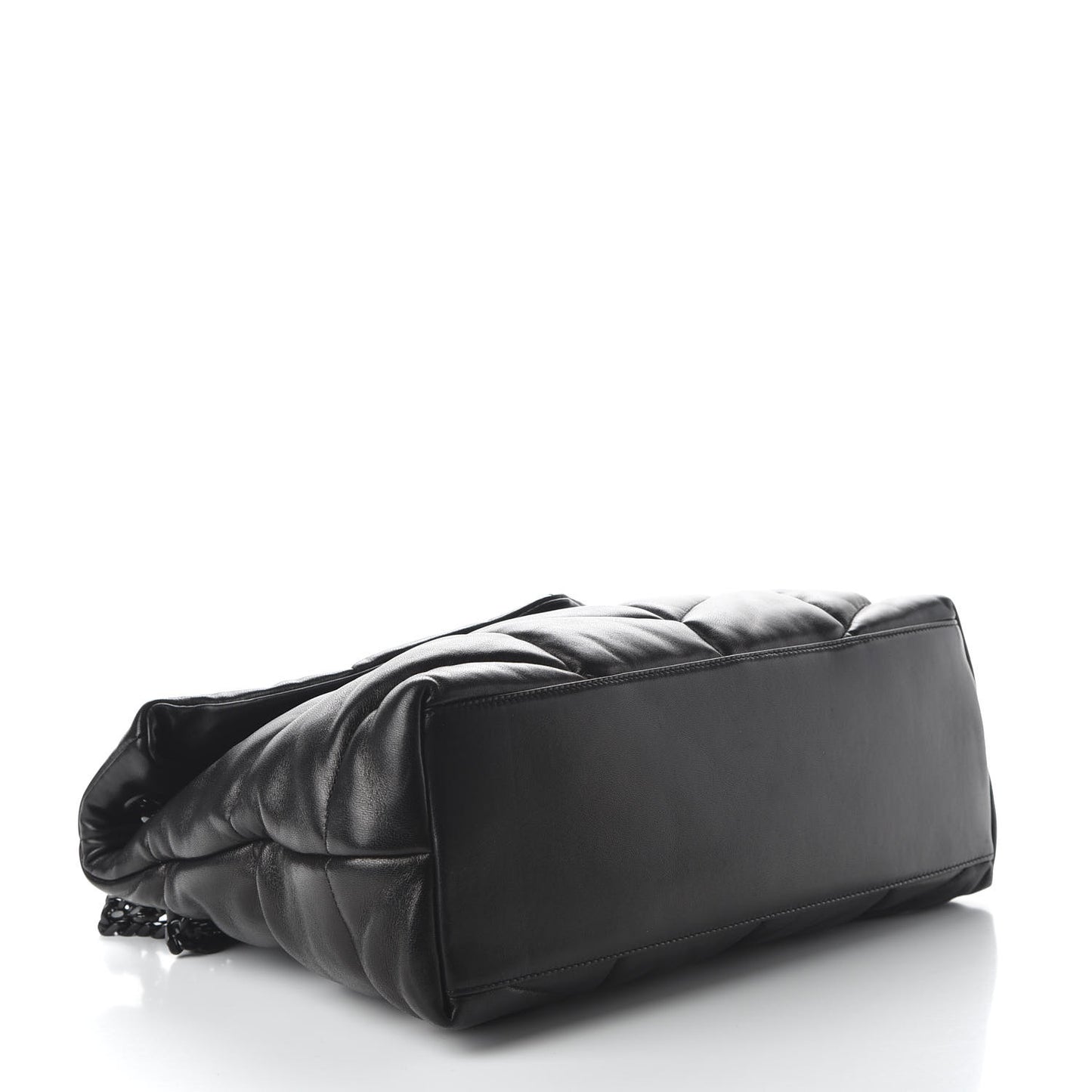 Lambskin Quilted Medium Loulou Puffer Monogram Chain Satchel Black