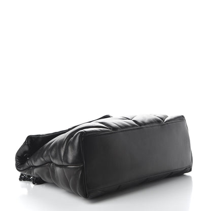 Saint Laurent Lambskin Quilted Medium Loulou Puffer Monogram Chain Satchel Black 4 of 9