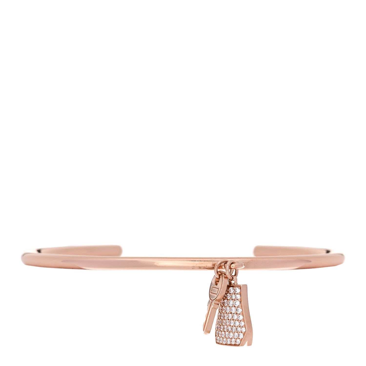 Hermes 18K Rose Gold Diamond Kelly Clochette Cuff Bracelet SH 1 of 3