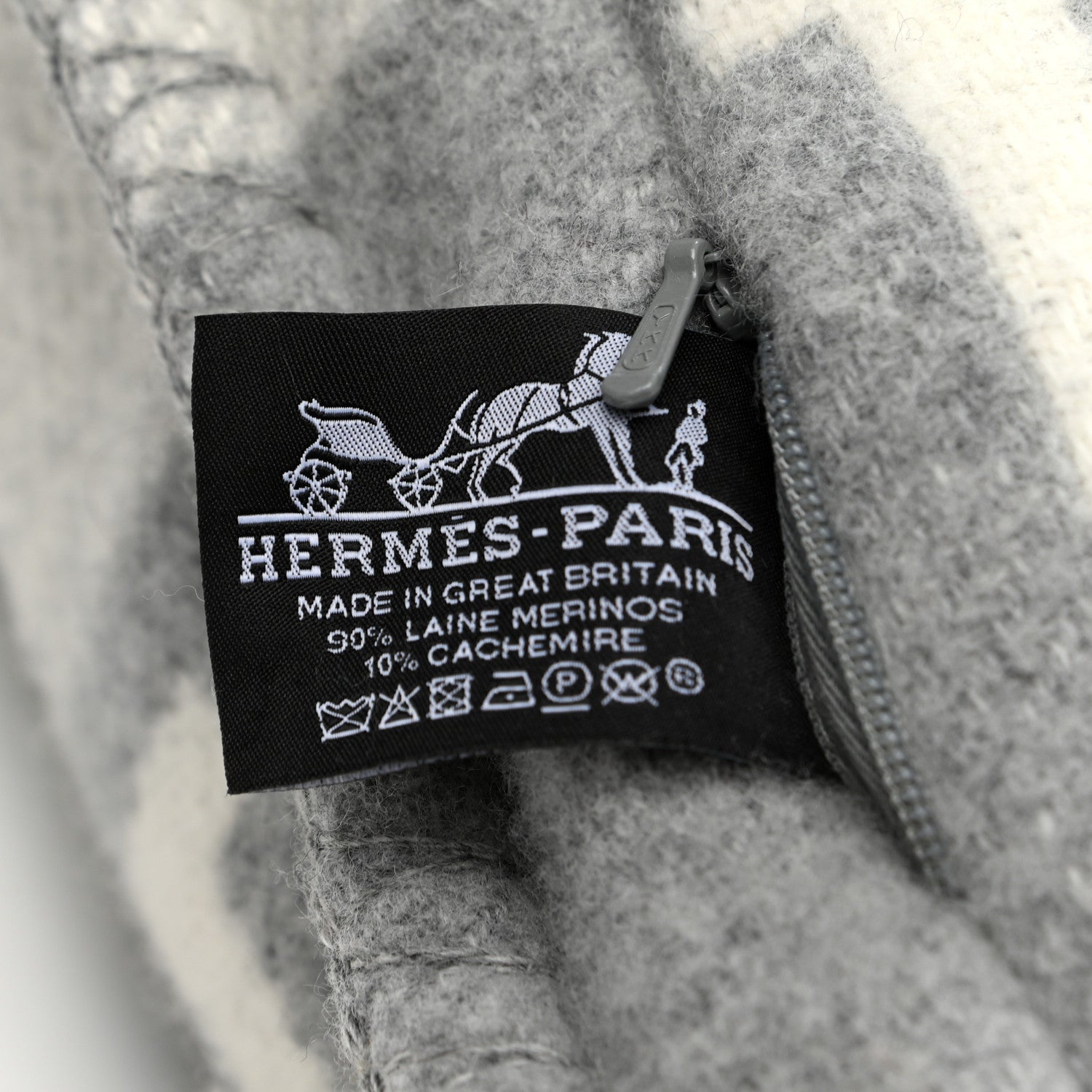 Hermes Wool Cashmere Avalon III Pillow PM Ecru Gris Clair 3 of 3