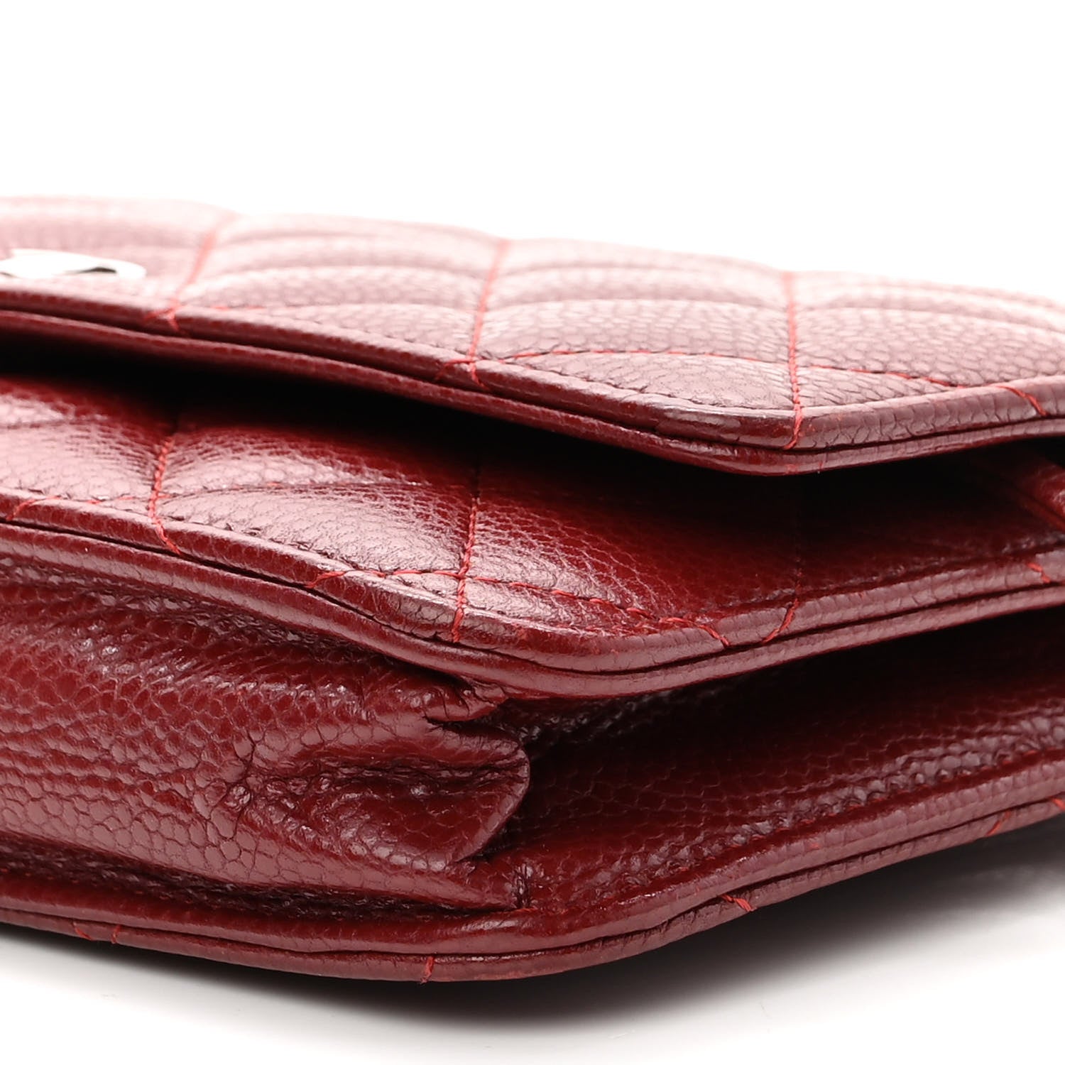 Chanel Caviar Quilted Wallet on Chain WOC Burgundy 11 of 11