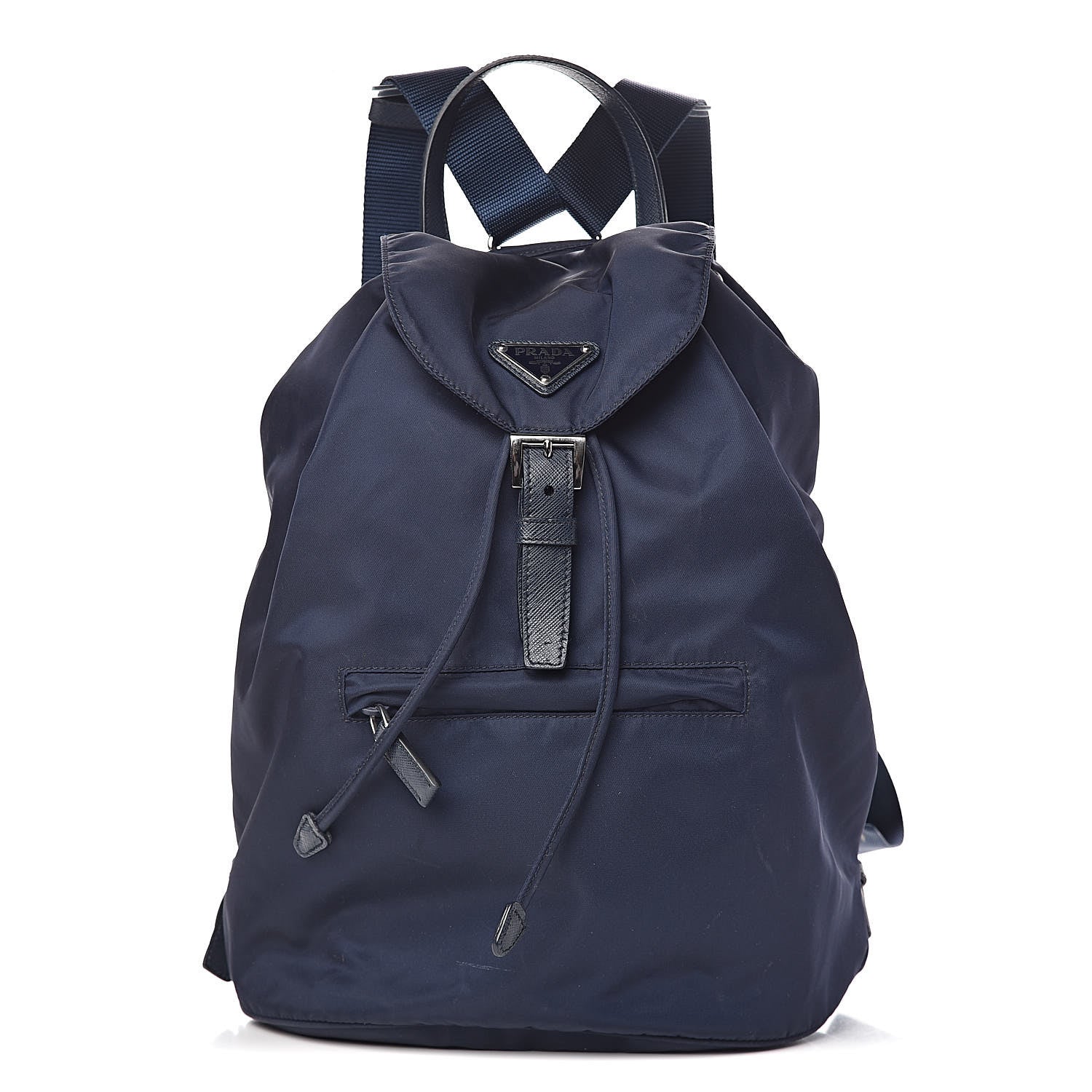 Prada Nylon Vela Saffiano Medium Cinch Backpack Baltico 1 of 13