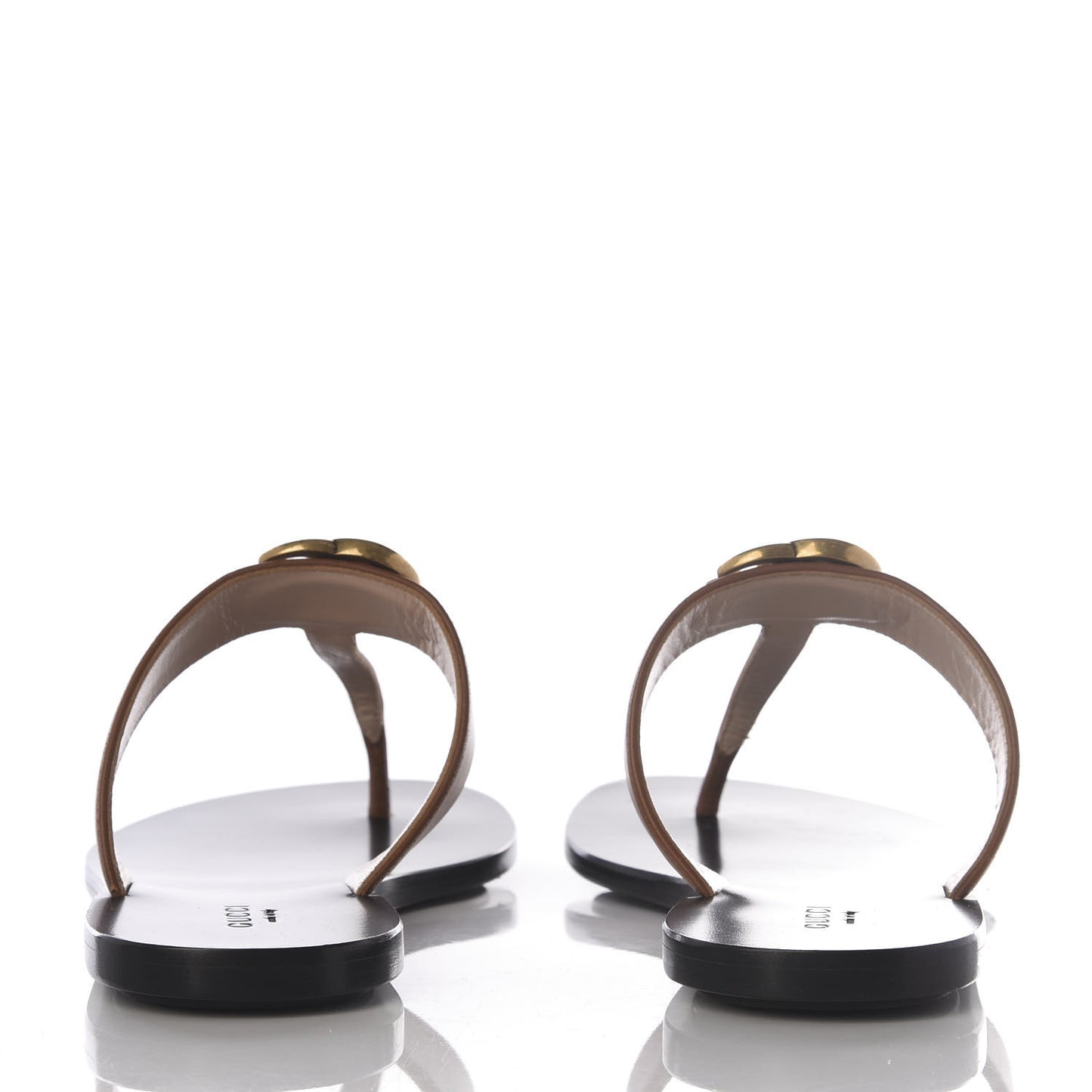 Calfskin GG Marmont Thong Sandals 36 Cognac