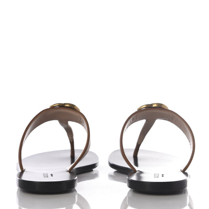 Gucci Calfskin GG Marmont Thong Sandals 36 Cognac 8 of 9