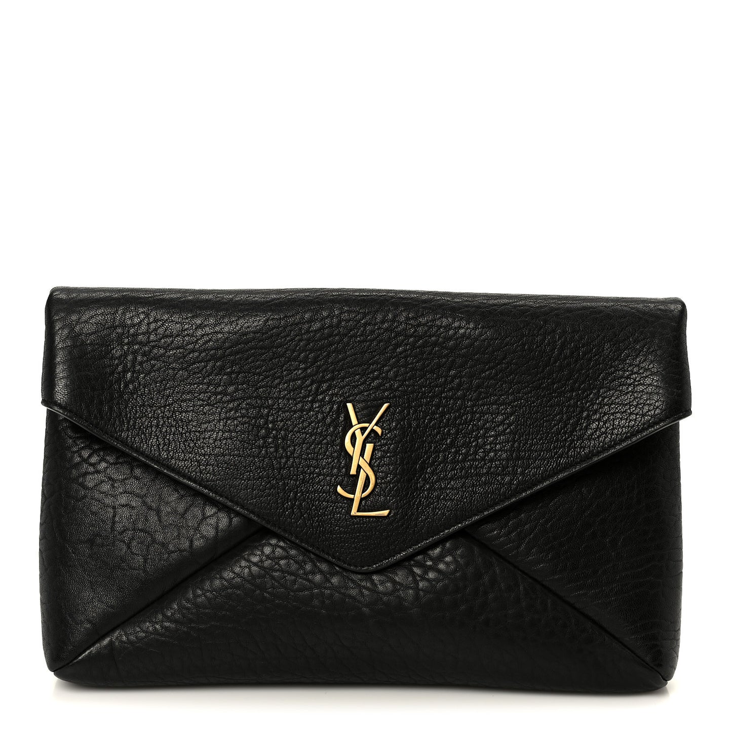 Grained Lambskin Cassandre Envelope Pouch Black