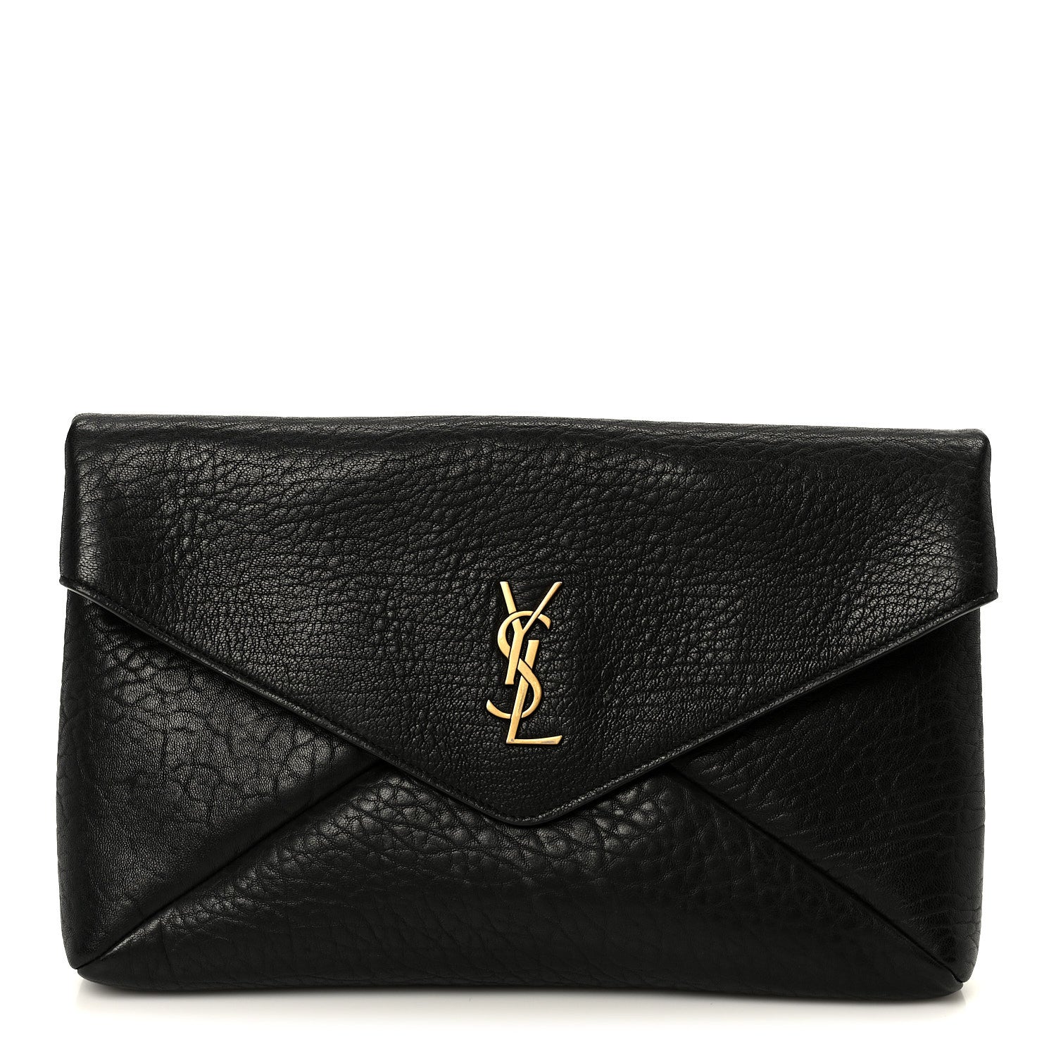 Saint Laurent Grained Lambskin Cassandre Envelope Pouch Black 1 of 8