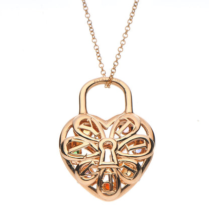 Tiffany 18K Rose Gold Diamond Multistone Filigree Heart Pendant Necklace 5 of 8