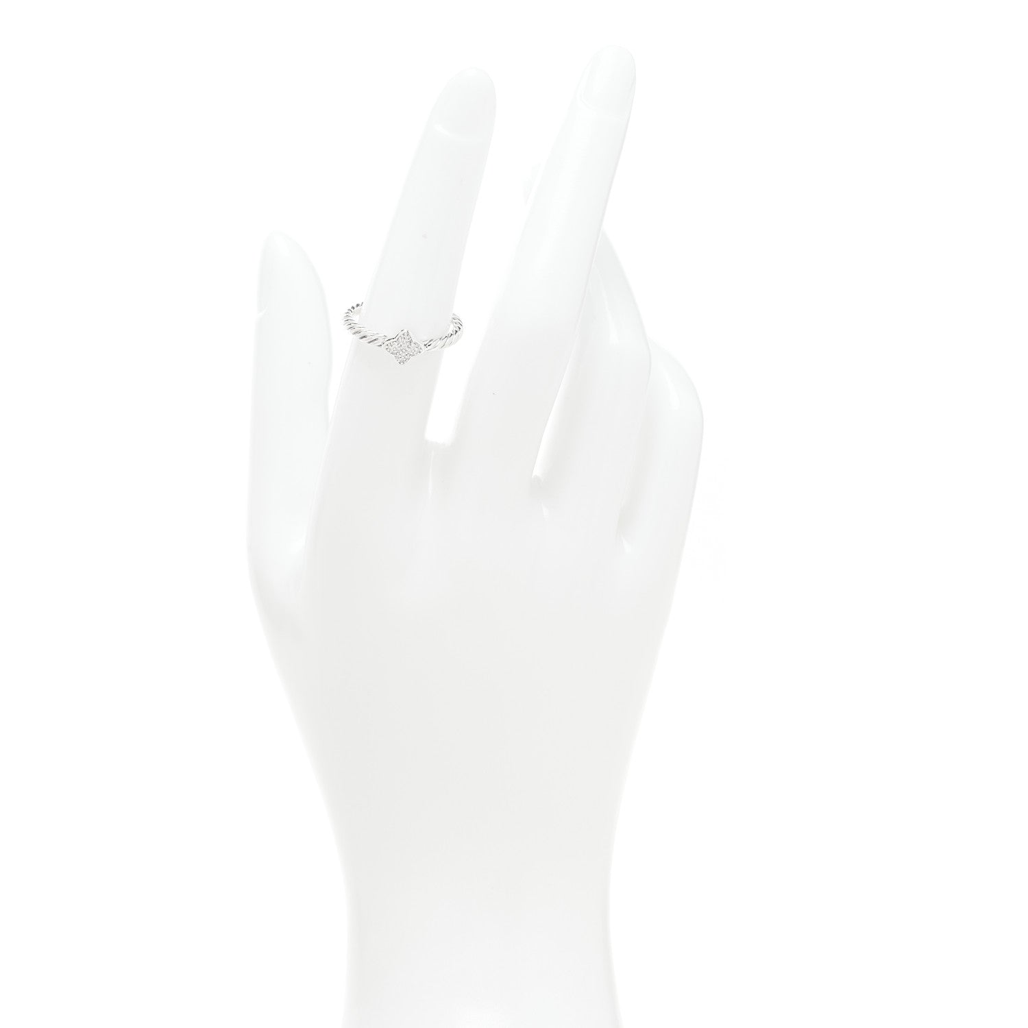 David Yurman Sterling Silver Diamond Quatrefoil Ring 52 6 2 of 4